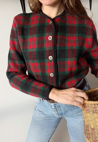 VINTAGE 70S MILKMAID TARTAN CHECKED PLAID JUMPER CHRISTMAS