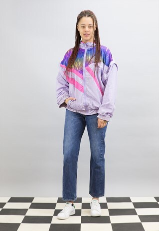 VINTAGE CRAZY PATTERN PARACHUTE SHELL JACKET