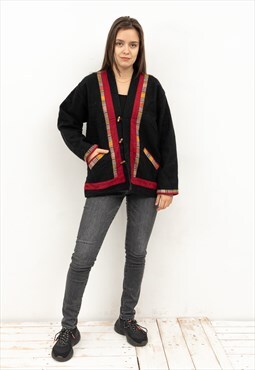 Wool Jacket Cardigan Duffle Coat Trachten Sweater Warm Top