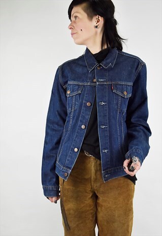 VINTAGE 90'S LADIES LEVIS TRUCKER JACKET IN DARK-BLUE