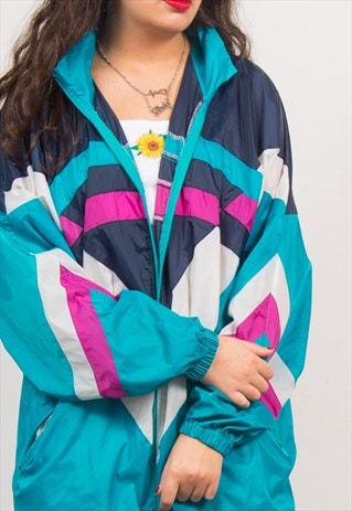 VINTAGE 90'S MULTICOLOUR CAGOULE WINDBREAKER FESTIVAL