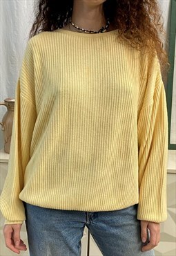 Vintage 80s Le Citron Yellow knit jumper sweater pullover