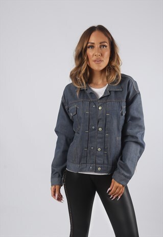 VINTAGE DENIM JACKET OVERSIZED FITTED UK L 14 (F9AN)