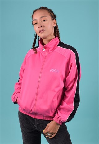 VINTAGE FILA HOT PINK, BLACK AND WHITE TRACK JACKET