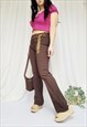 Y2K 00S BROWN SLIM FIT FESTIVE STRETCH FLARE PANTS