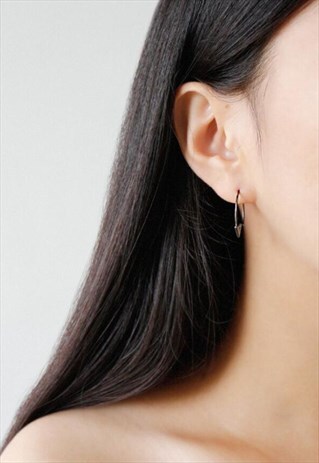 GEOMETRIC TRIANGLE STERLING SILVER EAR HOOK EARRINGS