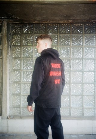 BLACK UTILITY VEST WITH 'GOD MADE ME FUNKY' EMBROIDERY