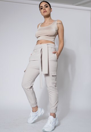 CARGO TROUSERS IN NUDE COLOUR