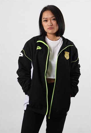 VINTAGE LOTTO LARGE BLACK FESTIVAL WINDBREAKER JACKET