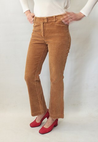 VINTAGE 80' AMAZING COOL BEIGE CORDUROY FLARES TROUSERS