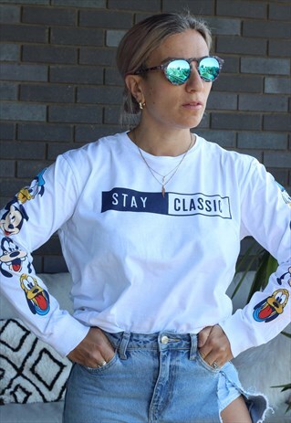 VINTAGE Y2K WHITE DISNEY LONG SLEEVED T SHIRT