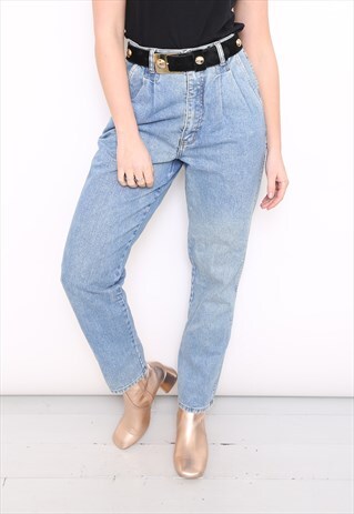 VINTAGE BLUE DENIM HIGH WAISTED MOM JEANS