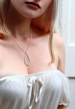 STERLING SILVER LARGE RAINDROP NECKLACE