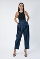 Baggy pants with 10 pleats in dark blue color