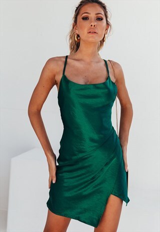 JADE SATIN ASYMMETRICAL DRESS