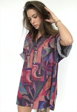 PATTERNED OVERSIZED RETRO VINTAGE UNISEX FESTIVAL SHIRT