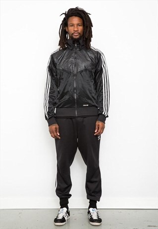 BLACK 90'S ADIDAS VINTAGE SPORTS SHELLSUIT JACKET