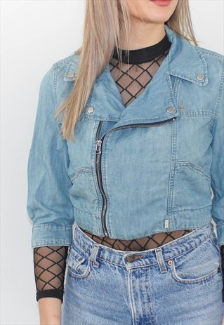 VINTAGE 90'S LEVI CROPPED LIGHT DENIM TOP / JACKET
