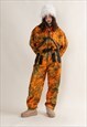 VINTAGE ART DESIGN ACID WASH ORANGE SNOW SUIT, UNISEX SKI SU