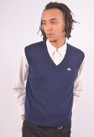 VINTAGE LACOSTE VEST TANK TOP NAVY BLUE