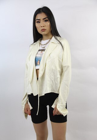 VINTAGE RALPH LAUREN CREAM WRAP BLOUSE