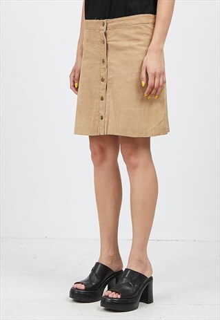 VINTAGE BROWN PIMKLE SUEDE MINI SKIRT