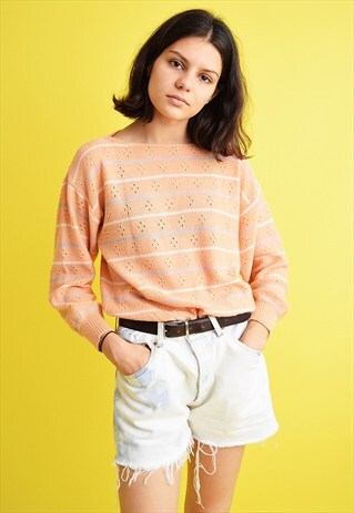 90'S RETRO PEACH PASTEL KNITTED JUMPER TOP