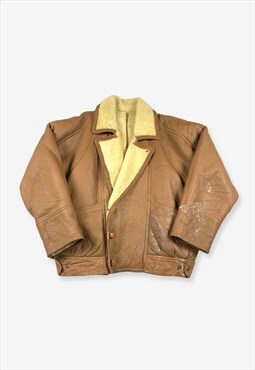 Vintage Suede Leather Flight Jacket Tan Brown XL