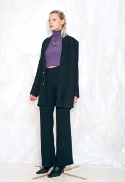 Vintage 90s Oversized Blazer in Black Wool