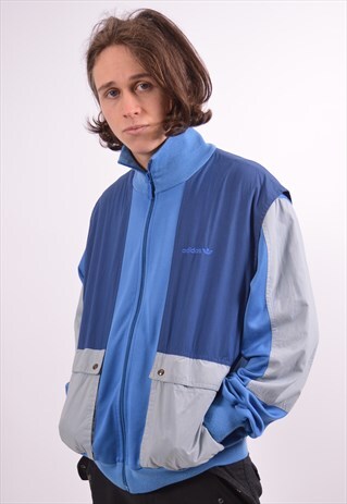 VINTAGE ADIDAS TRACKSUIT TOP JACKET BLUE