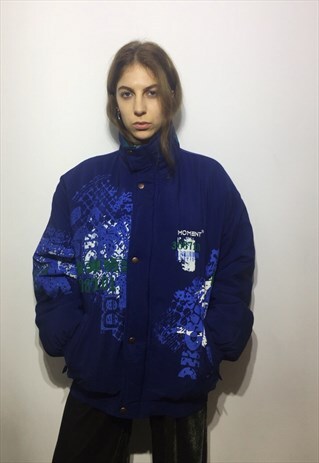 VINTAGE 90' OLDSCHOOL UNIQUE BLUE CASUAL JACKET
