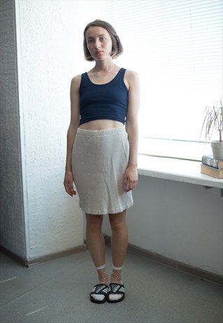VINTAGE 90'S BEIGE KNITTED MIDI SKIRT