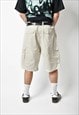 VINTAGE CARGO SHORTS BEIGE MENS MULTI POCKET HIKING TOURIS