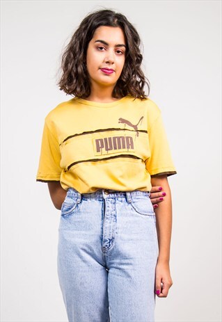 VINTAGE 90'S YELLOW PUMA T-SHIRT