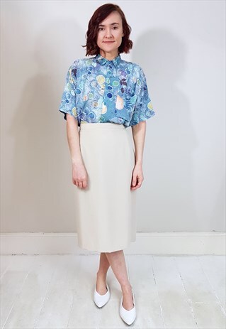 VINTAGE 90'S BLUE BUBBLE PRINT SHORT SLEEVE SHIRT