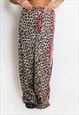 LEOPARD SIDE PANELLED FLARE TROUSERS IN BROWN