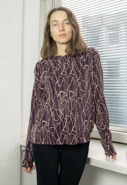 Vintage 80's Purple Abstract Ribbed Top