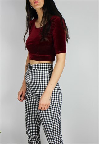 VINTAGE VELVET CROP TOP W SCOOP NECK