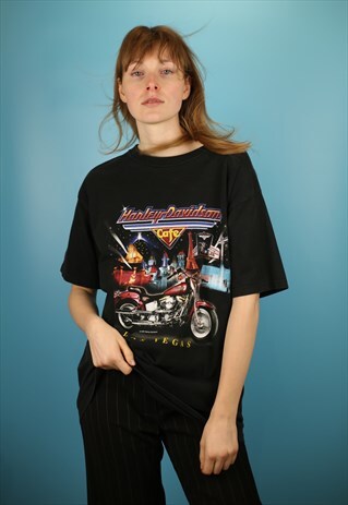 HARLEY DAVIDSON VINTAGE 90S CAFE LV PRINT T-SHIRT