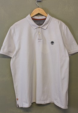 Vintage Timberland polo Shirt White With Logo