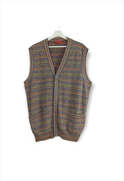 Vintage Hippie Vest Colorful Cardigan L