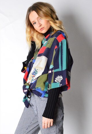 VINTAGE 90S ABSTRACT BUTTERFLY SHORT SLEEVE SHIRT