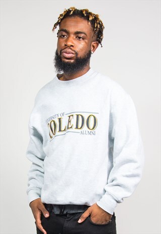90'S USA COLLEGE VARSITY TOLEDO GREY SWEATSHIRT