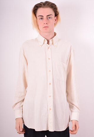 ERMENEGILDO ZEGNA MENS VINTAGE SHIRT LARGE WHITE 90S