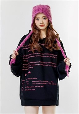 Y2K print hoodie cyberpunk pullover grunge utility jumper 