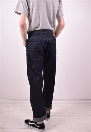 LEVI'S 501 MENS VINTAGE JEANS W34 L32 NAVY BLUE 90S