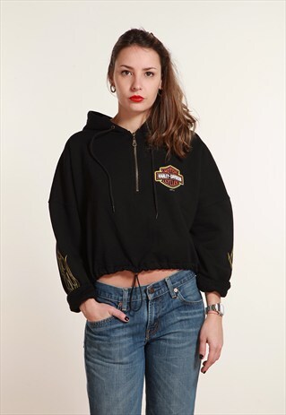 ROKIT RECYCLED HARLEY DAVIDSON CROPPED HOODIE