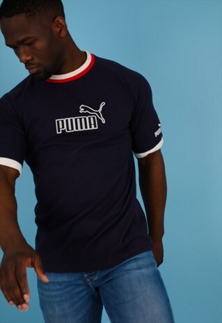 VINTAGE PUMA T-SHIRT IN NAVY NT97