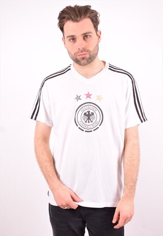 ADIDAS MENS VINTAGE T-SHIRT TOP LARGE WHITE 90'S