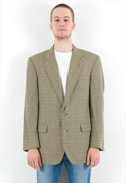 DAKS Vintage Men's M Pure New Wool Blazer Check Suit Jacket 